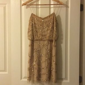 Gold sequined mini dress